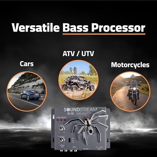 SoundStream BX-10G Bass Restoration Processor with Parametric Bass Equalizer, Digital Bass Processor for Car Audio, Balanced Inputs & Dash Mount Remote Control - Grey