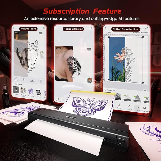 TATTMUSE Portable Printers Wireless for Travel Compatible with Phone & Pad, Bluetooth Small Mobile Compact Printer for Phone Laptop, Support 8.5'' x 11'' US Letter & A4 Thermal