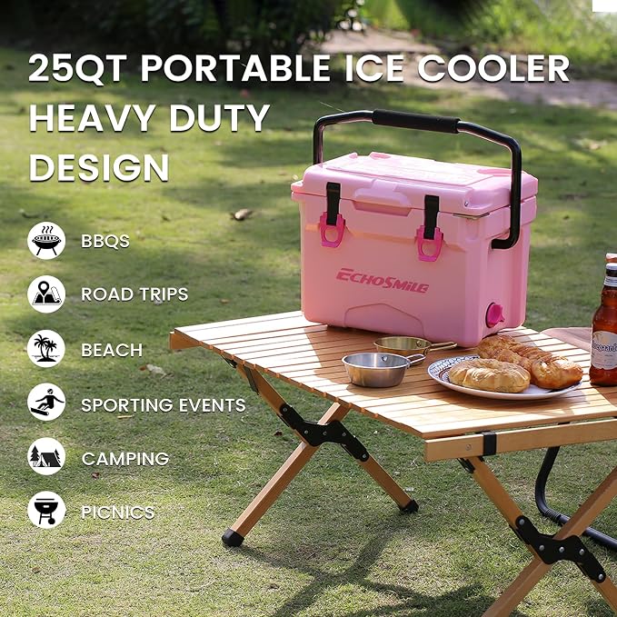 EchoSmile 12/18/25 Quart Rotomolded Cooler, Built to Stand up to The Rigors of The Journey
