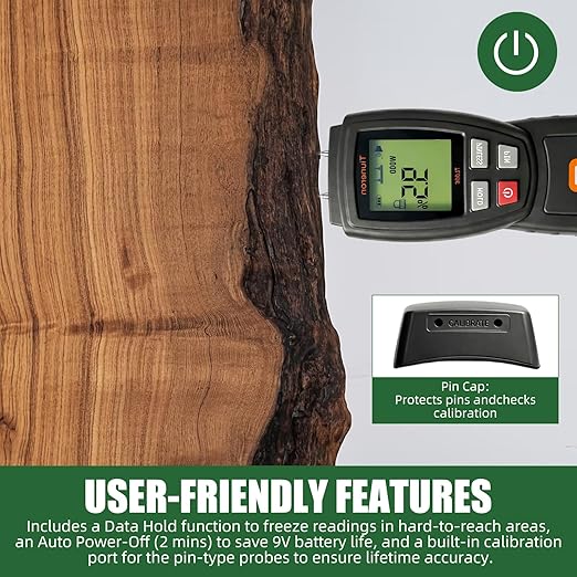 Dual Mode Moisture Meter for Wood and Building Materials, Pin & Pinless 2-in-1 Moisture Detector with Backlight & Buzzer, Digital Water Leak Tester for Hardwood, Softwood, Drywall & Masonry
