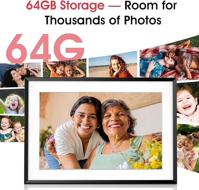 2K 64GB Digital Picture Frame, 10.1 Inch Frameo Digital Frame WiFi, 1920 * 1200 Touch Screen, Share Photos& Videos Instantly, Auto-Rotate, Digital Photo Frame for Wall, Birthday Gifts for Friends