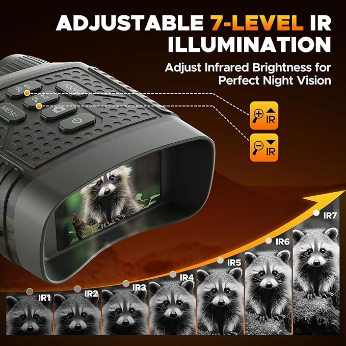 4K Night Vision Goggles - 48MP Infrared Binoculars for Hunting Camping Wildlife, 10X Digital Zoom 1300ft Range, 5000mAh Battery 15H Day/10H Night Use, 32GB Card, 3" LCD Screen