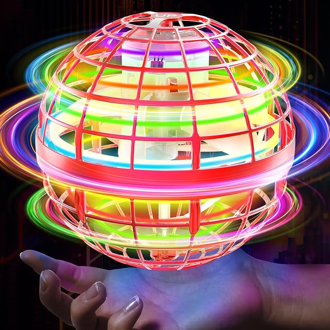Flying Orb Ball 2025 Boomerang Hover Ball Galatic Fidget Spinner Mini Drone Cool Toys Birthday Gift Ideas for 6 7 8 9 10+ Year Old Boys Girls Teens Indoor Outdoor (Red)