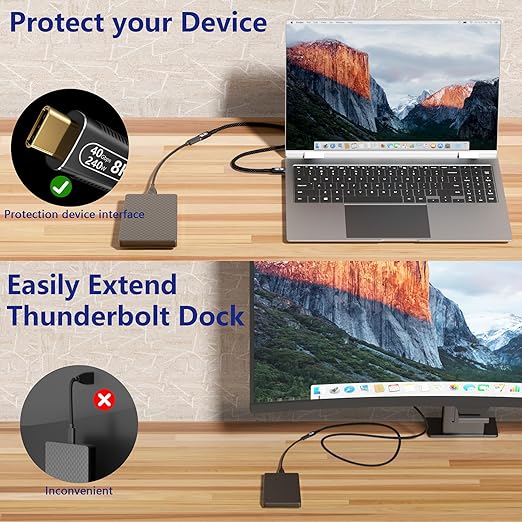 1M/3.3FT USB-C Male to Female Extension Cable Compact & Tangle-Free, 40Gbps High-Speed and 240W PD, Supports Thunderbolt 4/3/USB4/8K Display, Compatible with M-acBook/Dell/SSD/eGPU