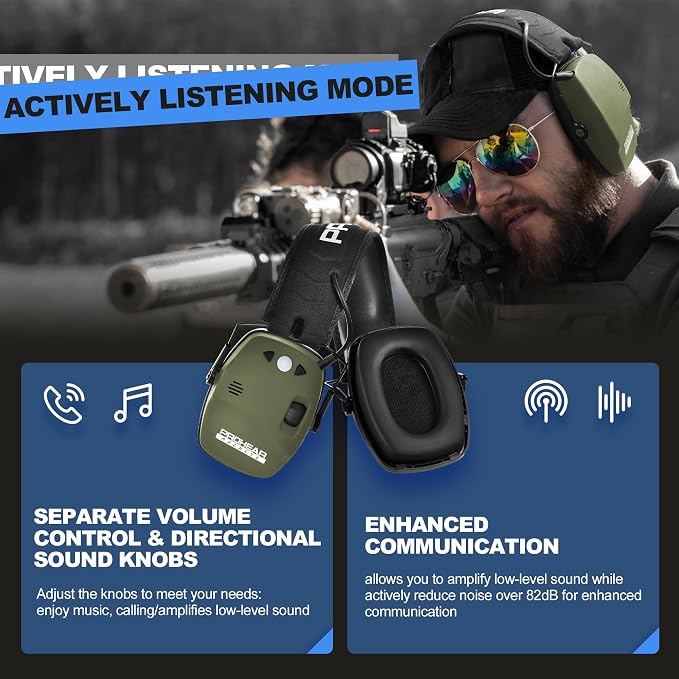 PROHEAR Ear Protection Safety Earmuffs for Shooting Noise Reduction Slim Hearing Protector