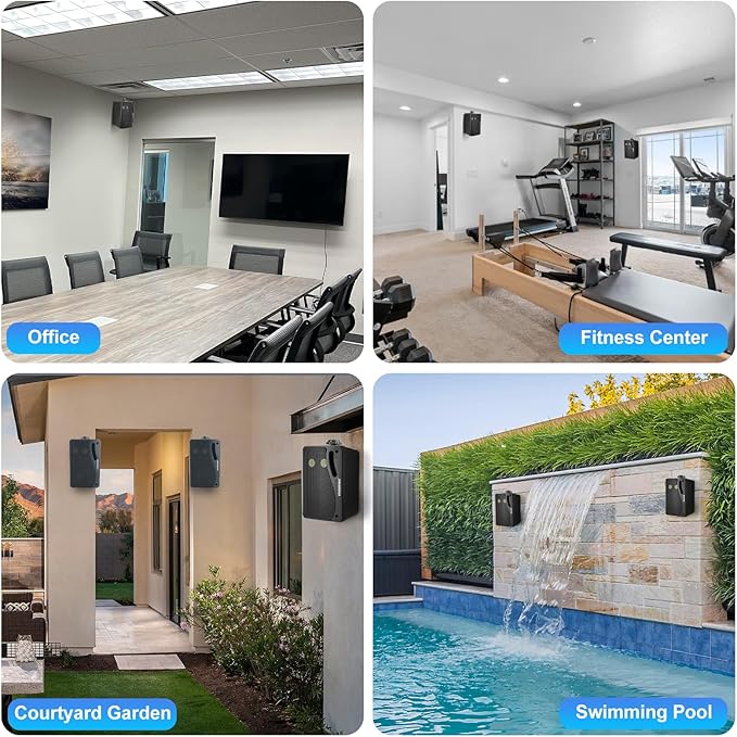 STUDIOFINIX 3.5" Outdoor Bluetooth Speakers Wired Waterproof, 400W 3 Way Upgrade Premium Wall Mount Speakers, Durable Mountable Loud Sound System for Patio Indoor Deck Garage (Black 2 Pairs)