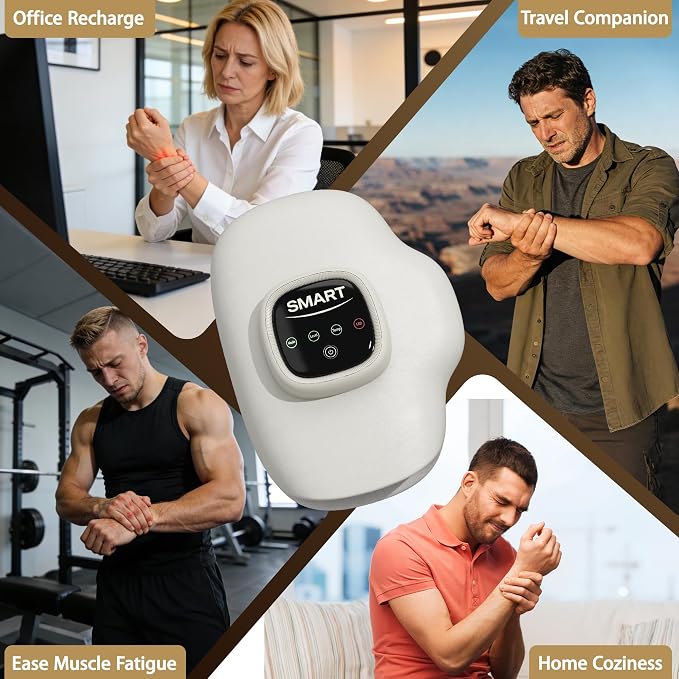 Hand Massager with Heat and Compression, Soft Leather Cover Hand Massager for Arthritis and Carpal Tunnel, LCD Touch Screen, 3 Modes 3 Heat 3 Intensities, for Wrist Palm Finger