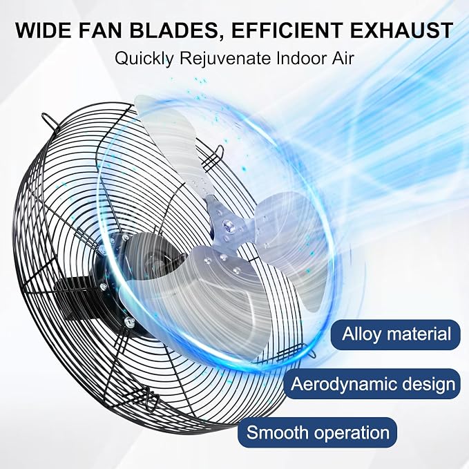 Criditpid 10 Inch Wall Mounted Shutter Exhaust Fan with ON/OFF Switch, High-Speed, Low-Noise Pure Copper Motor, Wall Exhaust Fan for Gable, Shed, Garage, Greenhouse, Kitchen, Attic, 820CFM, 1650RPM.