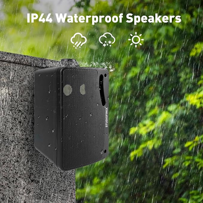 STUDIOFINIX 3.5'' Passive Outdoor Speakers Wired Waterproof,400W Premium Mountable Wall Mount Speakers with Superior Sound,All-Weather Durability,for Patio Marine Boat Garage Indoor(Black 2 Pairs)