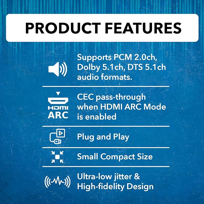 OREI ARC & SPDIF Audio Only Extender Balun Over Single CAT5e/6/7 Audio Return Channel Through HDMI Up to 300 Ft - Power Over Cable (ARC-EX300-K)