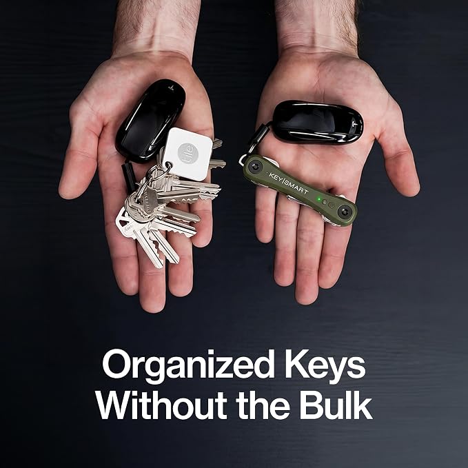 KeySmart iPro - Key Finder Locator with Sound, Keychain Key Holder, Apple Find My App Compatible, Key Organizer, Compact Clutter-Free Key Chain Tracker, Rechargeable Battery (Up to 14 Keys, Green)