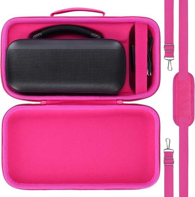 for Bose SoundLink Max Portable Speaker Hard Protective Case, Portable Travel Case Replacement with Shoulder Strap and Handle (Rose Red Case) - co2CREA