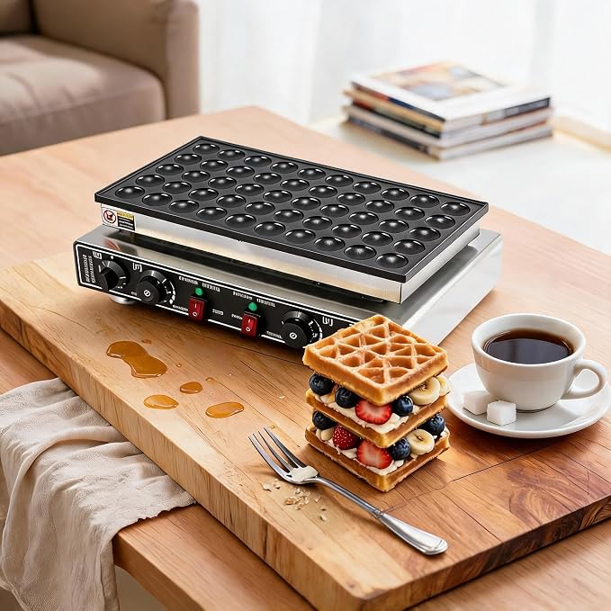 50 Pcs 1.77-Inch Mini Pancake Maker, 1800W Electric Nonstick Griddle with Temp & Time Control, Stainless Steel, for Home & Commercial Use – Perfect for Poffertjes, Dorayaki