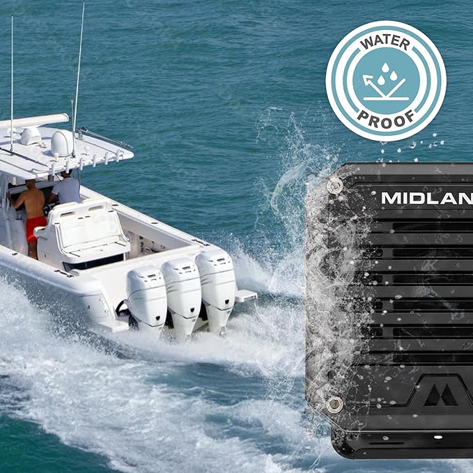 Midland- SPK100 Heavy-Duty 20W External Speaker - 180 Degrees Swivel Base Bracket Works with All CB and MXT Radios 8-OHM Sound System 3.5mm Audio Plug - Easy Installation Waterproof Design