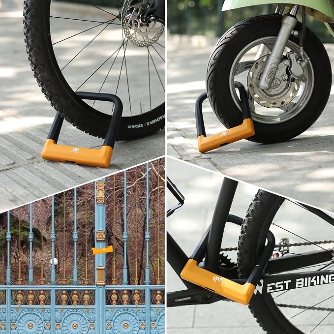 Anti Theft Heavy Duty Bicycle U Lock with 3 Keys, 18.76mm, Black, 5.32 in Width Inside Dimension