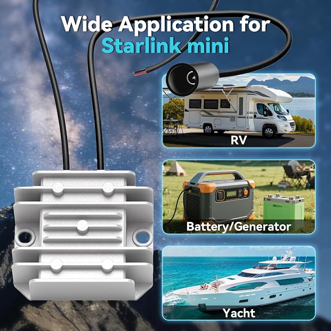 Starlink Mini 12V Adapter, Carsupro DC to DC Step Up Converter 12V/24V to 30V 3.5A Smart Boost Starlink Mini Power Supply DC Cable with Waterproof Port for RV, Battery Bank, Marine, Solar