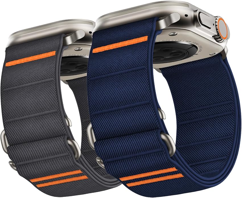 Suitisbest 2 Pack Sport Band Compatible with Apple Watch Ultra Band 49mm 46mm 45mm 44mm 42mm 41mm 40mm 38mm, Stretchy Sport Loop Strap for iWatch Series 11 10 9 8 7 6 5 4 3 2 1, SE 3 2 1, Ultra 3 2 1