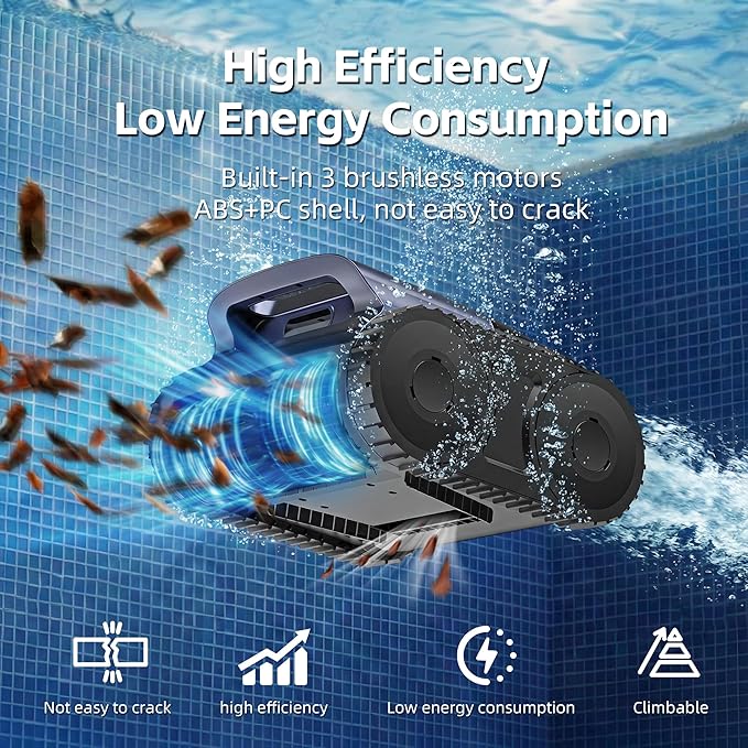 Pool Vacuum for Inground Pool, Cordless Pool Cleaner Robot with Smart Navigation, Self-Parking, LED Indicator, Wall&Waterline Above Ground Pool Vacuum Cleaning up to 2150 Sq.ft