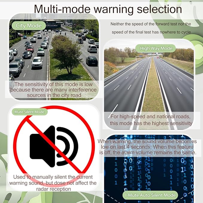 RAD1000 Laser/Radar Detector for Cars with Suction Cup Mount - X/K/Ka/KU/ST/CT Band & Laser Detection, Long Range Detection, VG-2 Immune, Mute Memory, Led Display, Multi-Mode, Great Gifts