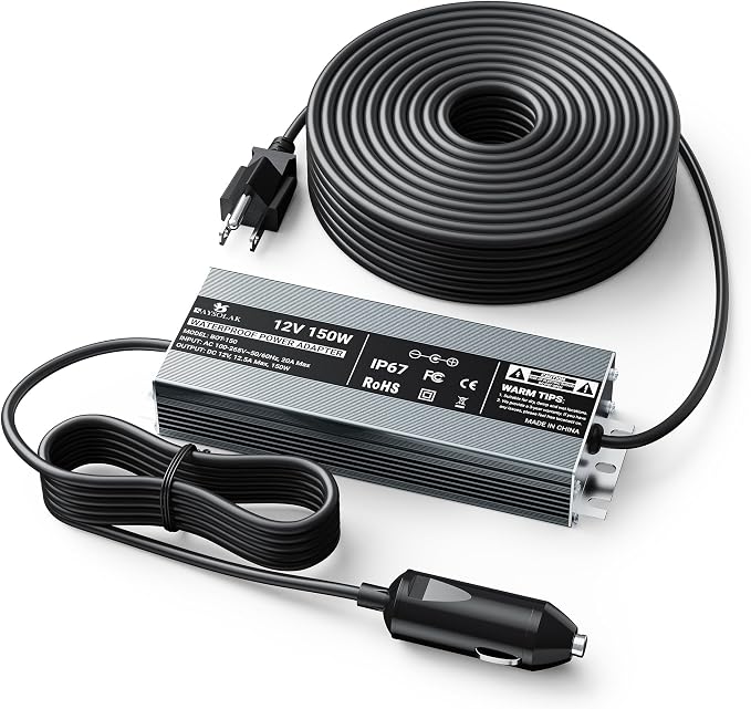 12V 12.5A Waterproof Power Supply for Green Mountain Grill Davy Crockett, Daniel Boone Prime/Plus, Jim Bowie Prime/Plus, Ledge, Peak, Trek, 18Ft Power Adapter Replacement for 12V GMG Grills