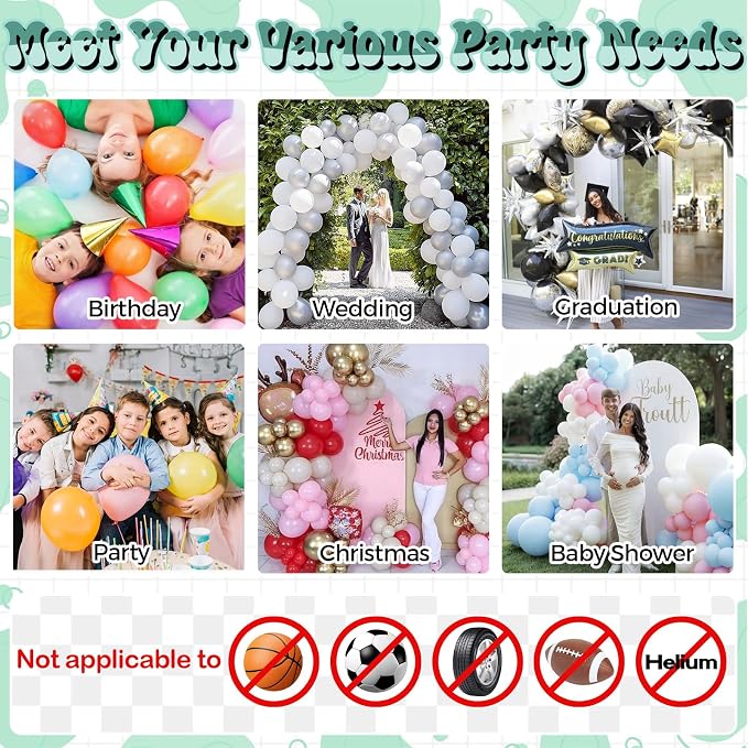 Togvu Balloon Pump Electric, Portable Balloons Inflator Air Pump with 2 Nozzles, Small Balloon Blower Machine 600W for Latex Garland Arch and Foil Balloons