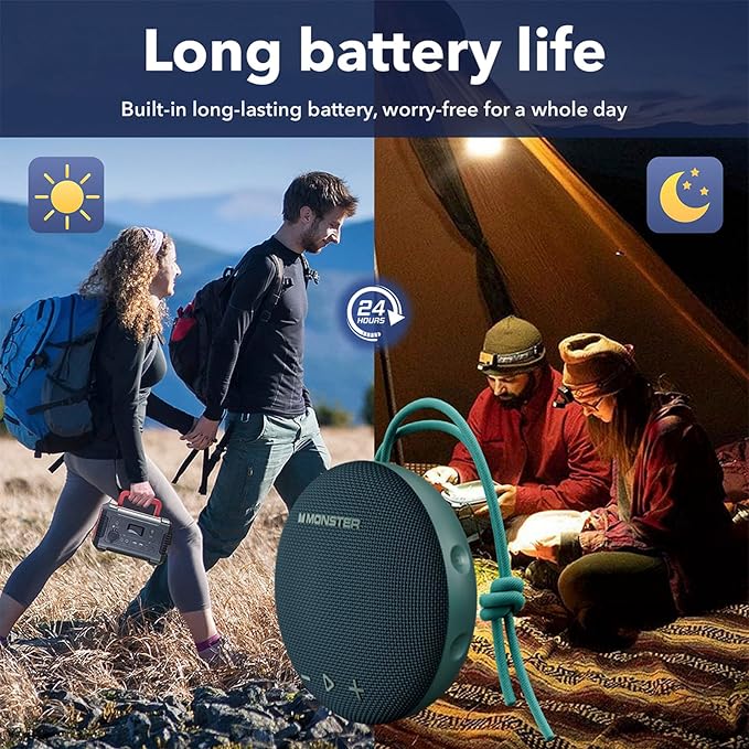 35W (peak) Monster Bluetooth Speaker, IPX8 Shower Speaker Waterproof, Bluetooth 5.4 with Loud HD Sound and Robust Bass, Extra Long Playtime Punchy, for Home, Beaches Portable Wireless Outdoor Speakers