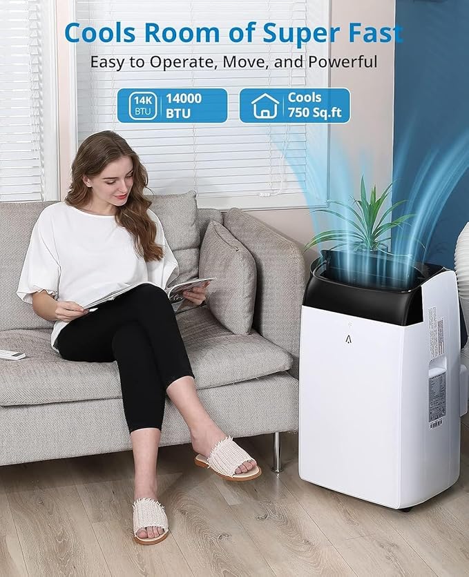 Garvee 14K BTU Portable AC 3 in 1 Follow Remote Window Kit 750 sqft Bedroom