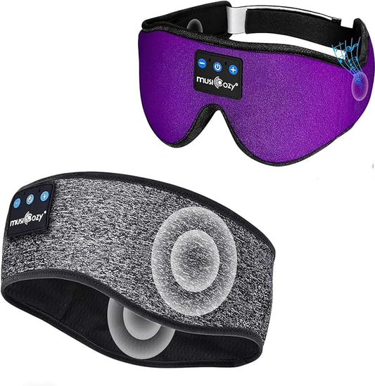 MUSICOZY Bluetooth 5.4 Sleep Headphones Sports Headband Headphones, Wireless Earphones Music Sleep Earbuds for Side Sleepers Sleeping Eye Mask for Women Men Workout Running Cool Unique Gifts