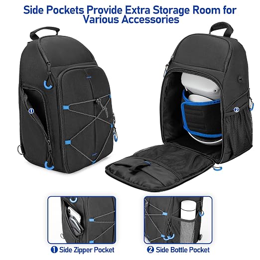 PGmoon Carrying Case Compatible with Oculus Meta Quest 2/Quest 3/Quest 3S/VR Elite Strap, Travel Storage Bag Backpack with Separate Room for Touch Controllers and Multi-Pockets (Patent Design)