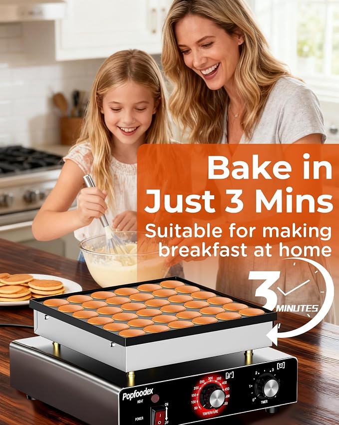 Mini Pancake Maker, 36PCS Maquina Para Mini Pancake, 950W Electric Pancake Machine with Non-Stick Coating, Time and Temp Control, for Home Restaurant Snacks