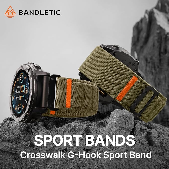 Bandletic Compatible with Garmin Fenix 8 51mm Band - 26mm Quick Fit Soft Stretchy Loop Bands with G-Hook for Fenix 7X 6X Pro/5X Plus/3/3 HR/Instinct 2X Solar 3 50mm /Enduro/Quatix 6X/Tactix/Epix Pro 2