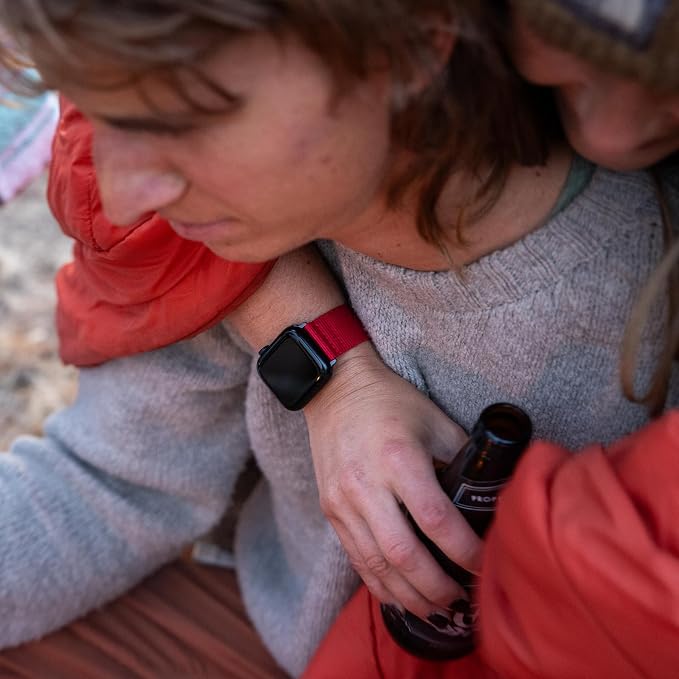 Hiking Trail Nylon Band | The Original Rugged Compatible with Apple Watch Band for Men & Women - Soft, Breathable, Woven Water-Resistant Nylon Mens iWatch Strap | Fits Ultra 49mm, All Series & Models 46mm 45mm 44mm (Rockwell Red)