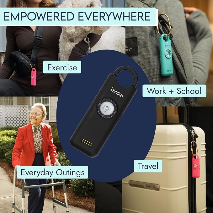 She’s Birdie 3.0 New Version – The Original Personal Safety Alarm for Women by Women–Loud Siren, Flash Light and Rechargeable Battery in a Variety of Colors (Charcoal Black)