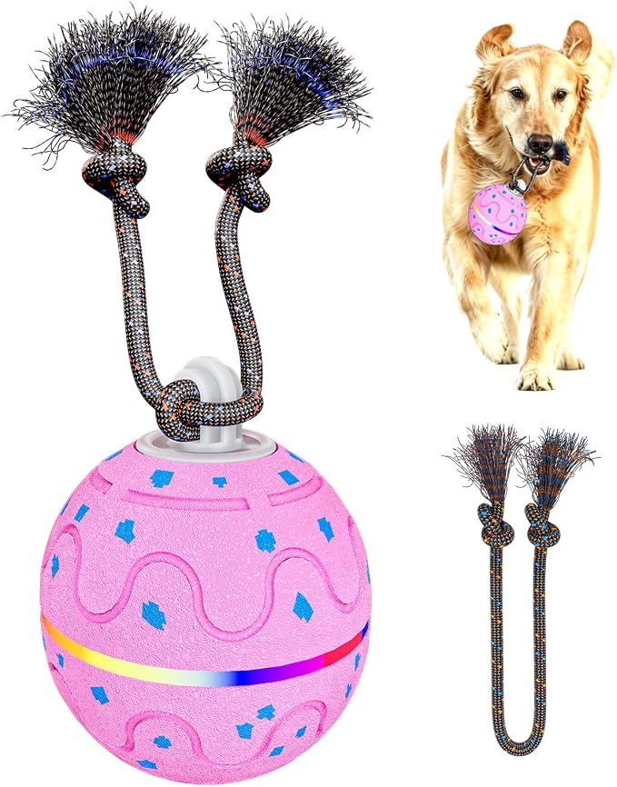 Smart Interactive Dog Ball – Automatic Moving, Bouncing & Rotating Toy for Medium/Large Dogs, E‑TPU Rolling Ball with Normal & Crazy Modes, Bird Sounds, Washable Cover, Type‑C Charging