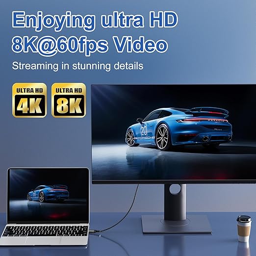 Thunderbolt 4 6.6ft USB C Cable - Supports 40Gbps Data Transfer and 8K/4K Video - Compatible with Thunderbolt 4/3 Monitor, Hub, Docking Stations - Black