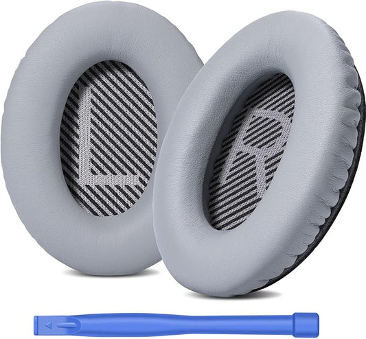 Headphones Replacement Ear Pads for Bose QuietComfort 35 QC35 & QC35 II – Premium Memory Foam, Soft Protein Leather, Enhanced Noise Isolation, Easy Install, Comfortable & Durable (Silver)