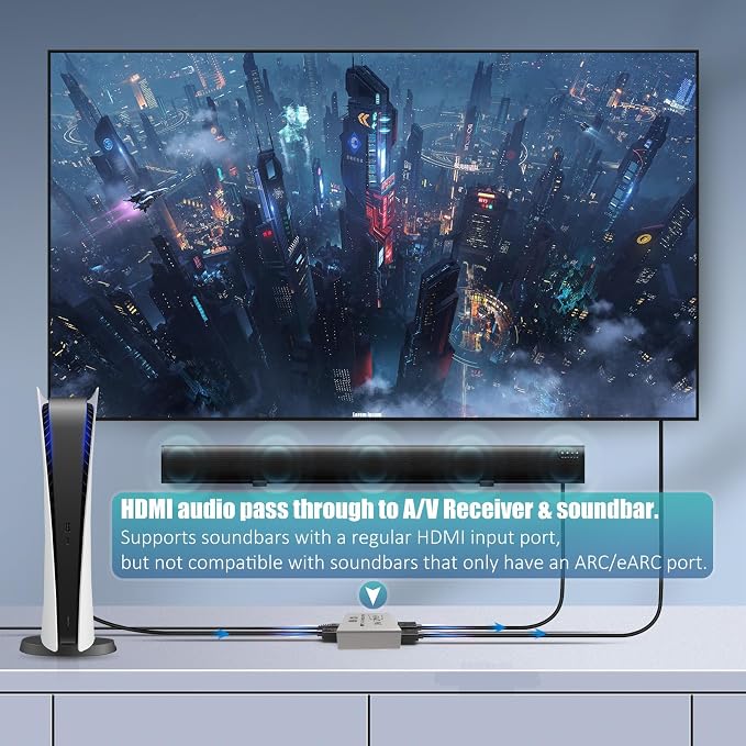 HDMI Splitter 1 in 2 Out 4K 60Hz - EDID Clone, HDCP2.2, HDR, Dolby Atmos, Dolby Vision - Compatible with Firestick 4k Max, PS3/PS5 & Elgato HD60s/x/Pro, Apple TV 4K, Retrotink, Roku Stick