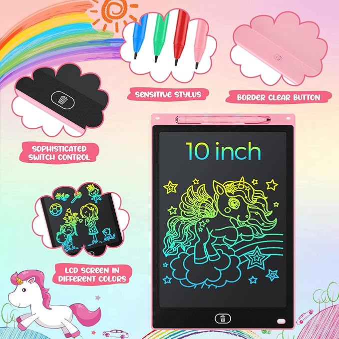20 Pcs LCD Writing Tablet for Kids 10 Inch Electronic Doodle Board Colorful Screen Doodle Board Erasable Pad Drawing Pad for Kids Toddler 6 Years Old Educational Learning Toy (Black Screen)