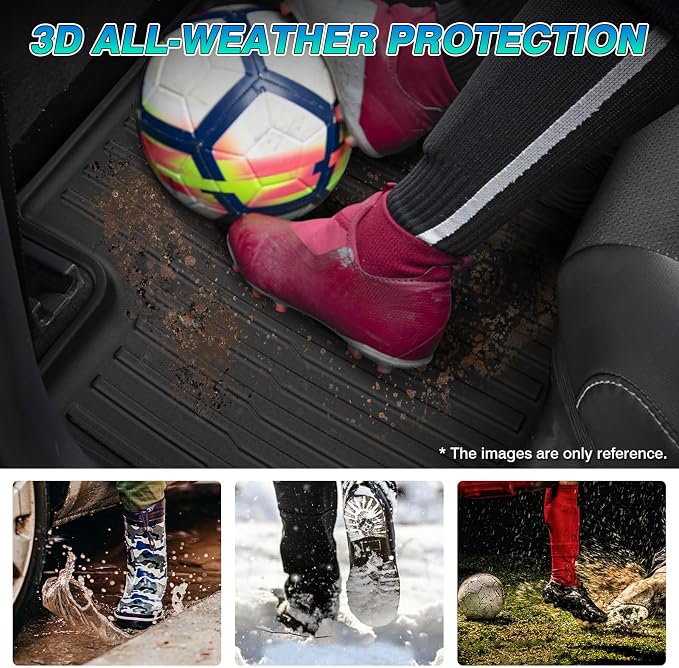 T TGBROS Floor Mats Custom Fit for 2014-2021 Ford Transit Connect Accessories All Weather Protection TPE Front Row Seat Floor Liners Set Non-Slip Black-2PCS