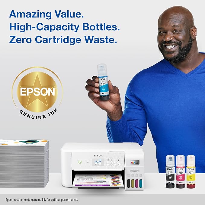 Epson 522 EcoTank Ink Ultra-high Capacity Bottle Black & Color Combo Pack (T522120-BCS) Works with ET-2720,2800,2803,2840,4700,4800,4810,(Pack of 2)