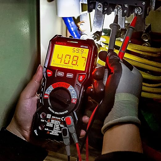KAIWEETS Digital Multimeter TRMS 6000 Counts Voltmeter Auto-Ranging Fast Accurately Measures Voltage Current Amp Resistance Diodes Continuity Duty-Cycle Capacitance Temperature for Automotive