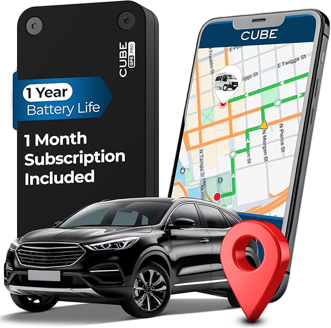 Cube Pro GPS Tracker with 4G LTE & 1 Year Battery - IP67 Waterproof Real Time GPS Tracker for Cars - Hidden Magnetic Tracking Device for Cars, Fleets, Trailers