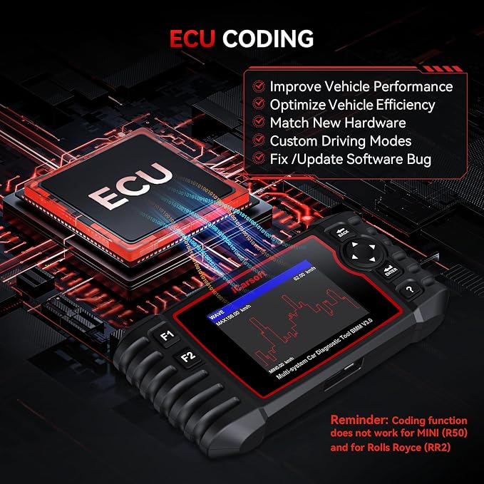 iCarsoft BMM V3.0(New Ver) Diagnostic Scan Tool for BMW OBD2 Scanner, All System Bi-Directional Tests/ECU Coding Code Reader, All Resets/Battery Registration- for BMW Mini Rolls-Royce-Free Update