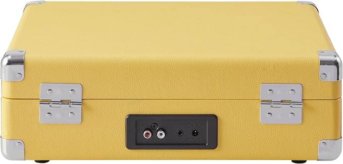 Crosley CR8005F-LY Cruiser Plus Vintage 3-Speed Bluetooth in/Out Suitcase Vinyl Record Player Turntable with Built-in Speakers, Lemon Yellow