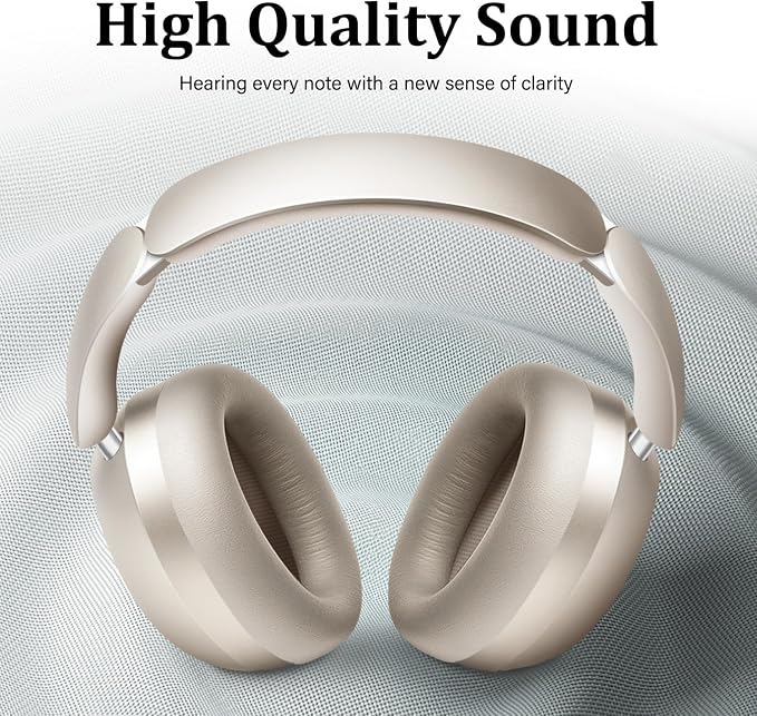 Wentronic Y04 Wireless Bluetooth Over-Ear Headphones – Immerse in Every Beat with Active Noise Cancelling & Hi-Res Sound, 48H Playtime, Soft Ear Cushion for All-Day Comfort, Starlight