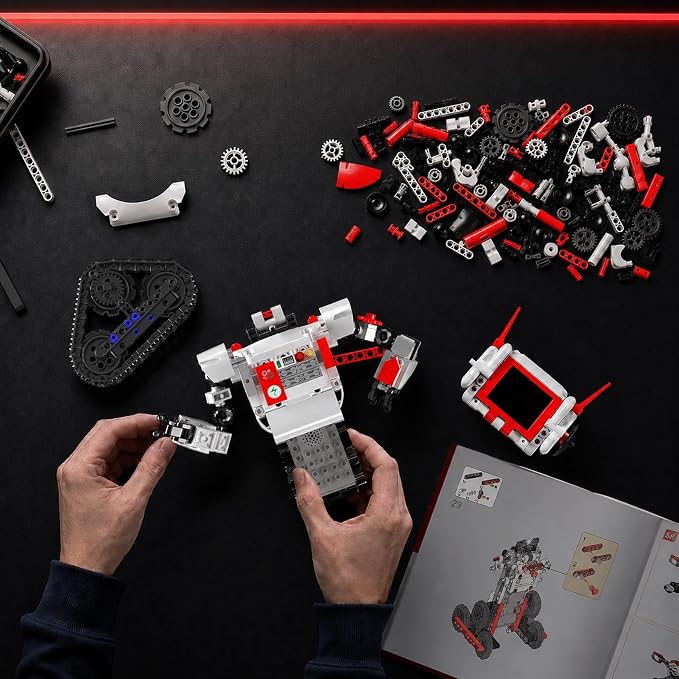 Mould King AI Robot Building Block Set, 530PCS Smart Interactive Robot with GPT Voice Control, Expressive LED Face, APP Control, STEM Educational Toy for Age 14+/Adults-Red