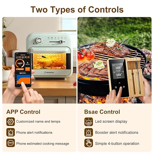 Newise Wireless Meat Thermometer Digital with 2 Probes, Long Range Bluetooth Food Thermometer with Smart APP Alerts for Cooking, Fathers Day Grill Gifts for Men Dad Husband