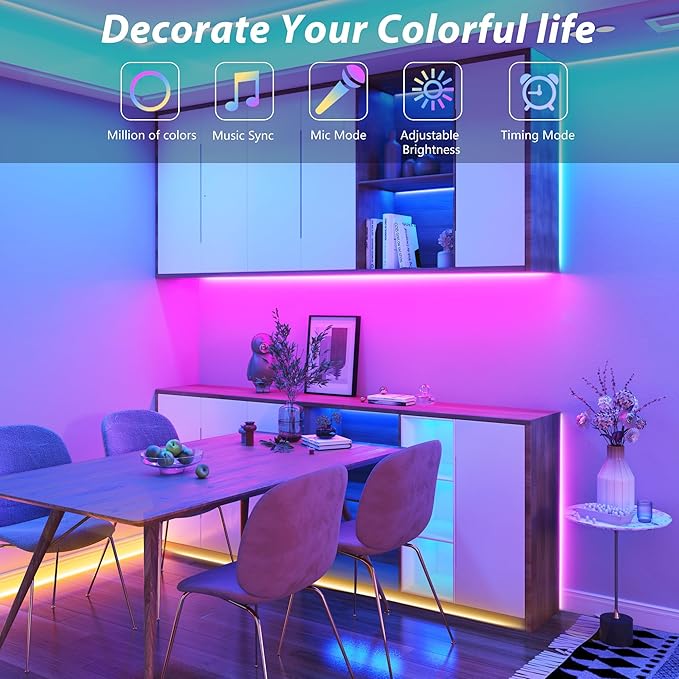 Ledagic 300ft Outdoor Led Strip Lights Waterproof, Ip68 Outside Led Light Strip Waterproof with Remote and App Control, Exterior Led Rope Lights Music Syne RGB Strip Lights for House Decor (2*150ft)