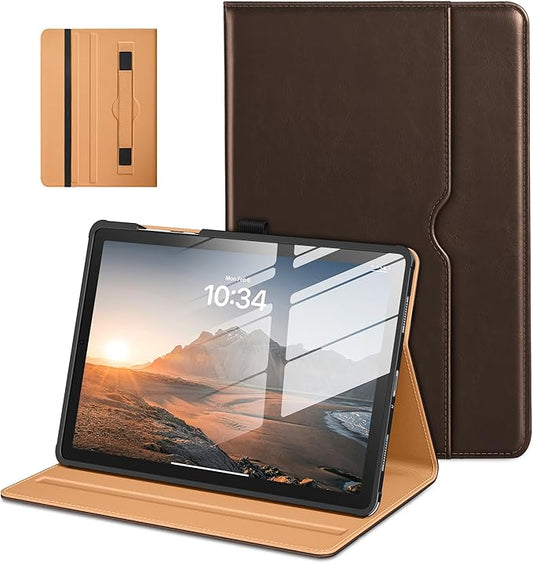 DTTO for Samsung Galaxy Tab A11+/A11 Plus/A9+ Plus 11 inch Case (2023/2026), Premium Leather Folio Stand Cover with Hand Strap for, Multi-Angle Viewing and Auto Wake/Sleep, Dark Brown