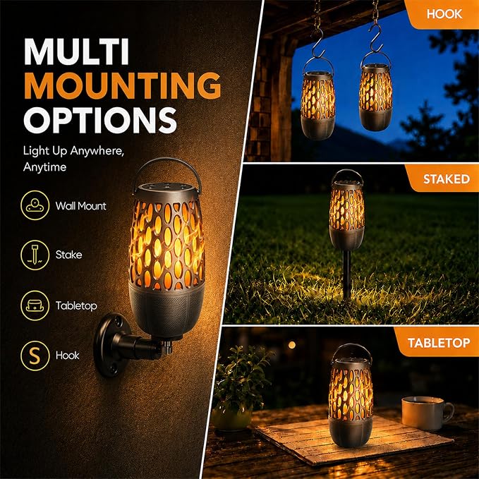 Outdoor Bluetooth Speaker with Flame Lights with IPX6 Waterpoof,10W HD Stereo Sound, Bluetooth 5.3 Led Flame Speaker,Decorations for Party Garden Patio (1 Pack)